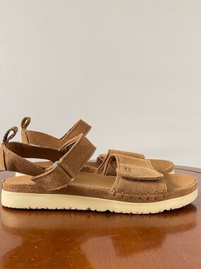 UGG women's Ileana Brown Suede Strap wedge Sandals | US 6